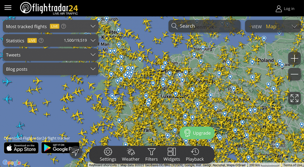 Live vliegtuig volgen van onder andere KLM, Transavia en meer via FlightRadar24